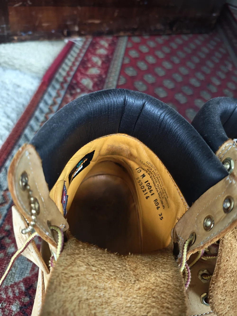 Timberland Wheat/Tan Work Boots with Black Collar